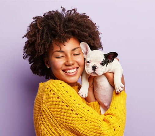 puppy with a woman image